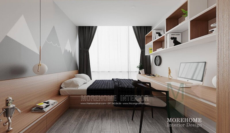 Thiết kế nội thất phòng ngủ phụ chung cư hiện đại Mẫu nội thất chung cư hiện đại