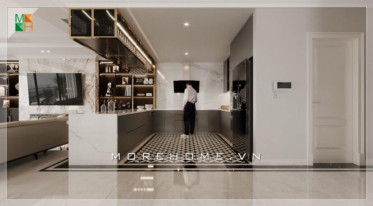 Mẫu tủ kệ gỗ treo đẹp và sang trọng, có công dụng để đồ để cốc và ly tiện lợi và đẹp. Thiết kế phòng bếp, tủ bếp đẹp