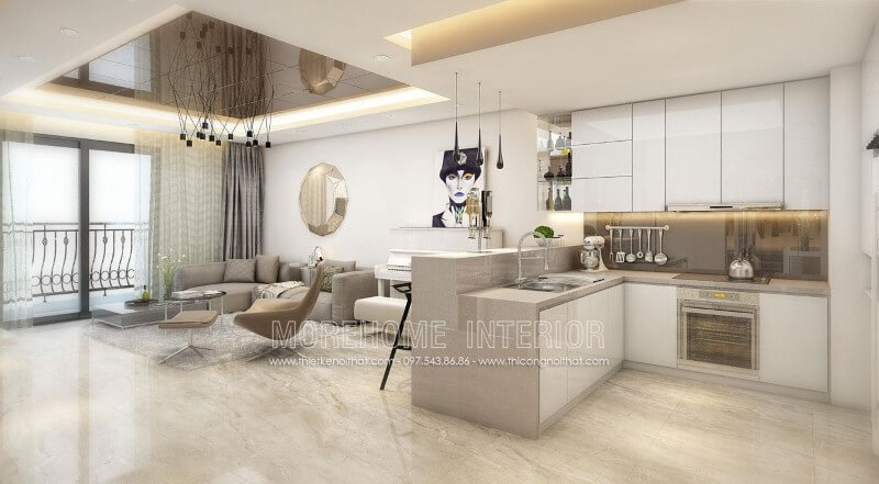 Thiết kế tủ bếp chung cư cao cấp phong cách hiện đại và trẻ trung Tủ bếp đẹp