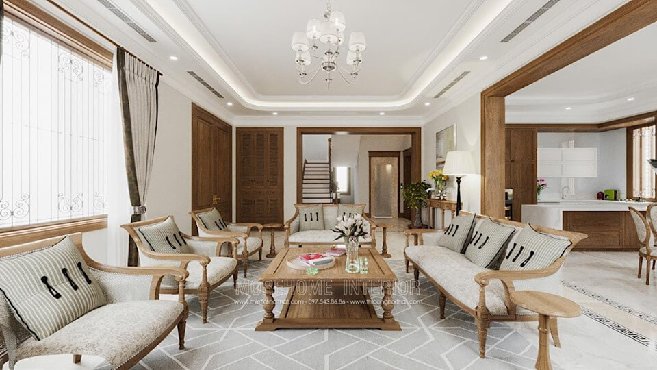Cùng Morehome chiêm ngưỡng mẫu thiết kế nội thất biệt thự gỗ hiện đại cao cấp tại Bắc An Khánh Hà Nội Mẫu nội thất biệt thự đẹp