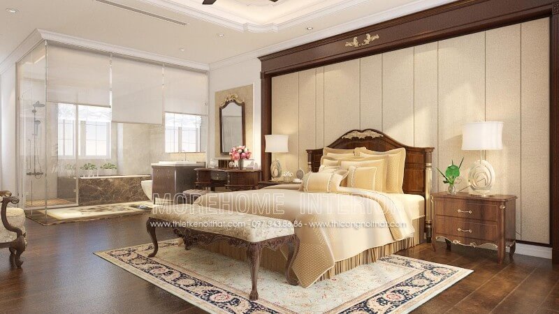 Giường ngủ biệt thự tân cổ điển Giường ngủ biệt thự tân cổ điển