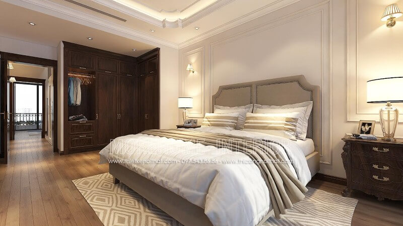 Giường ngủ biệt thự tân cổ điển Giường ngủ biệt thự tân cổ điển