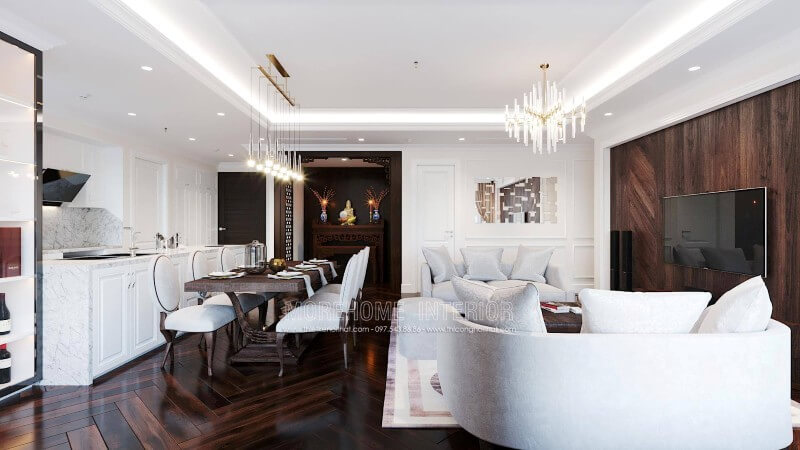 Thiết kế nội thất phòng bếp chung cư Emerald Mỹ Đình đầy tiện nghi Thiết kế chung cư