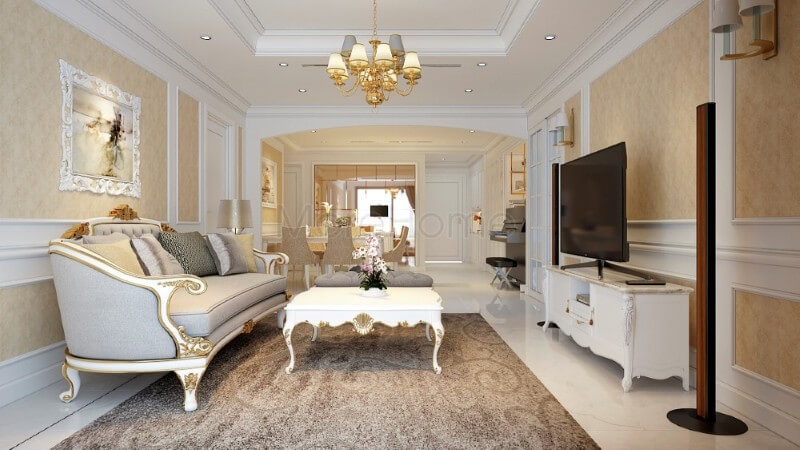 Các chi tiết trạm khắc tỉ mỉ từ bộ sofa đẹp giúp không gian phòng khách thêm phần tinh tế, mềm mại đồng thời cũng góp phần không nhỏ trong việc tạo sự cân bằng cho đường nét trong không gian sinh hoạt chung. Thiết kế chung cư