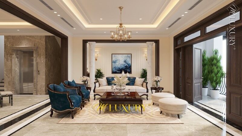 Thiết kế nội thất phòng khách biệt thự cao cấp, tinh tế Thiết kế phòng khách biệt thự