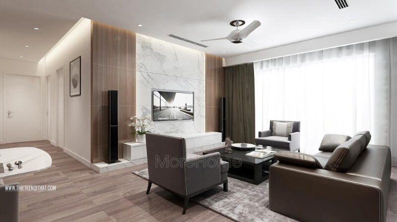 Bộ sofa bọc da được coi là điểm nhấn hoàn hảo cho không gian phòng khách ấn tượng hơn