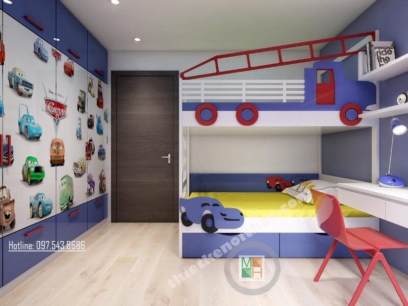 Trang trí nội thất phòng ngủ chung cư với cửa gỗ hiện đại