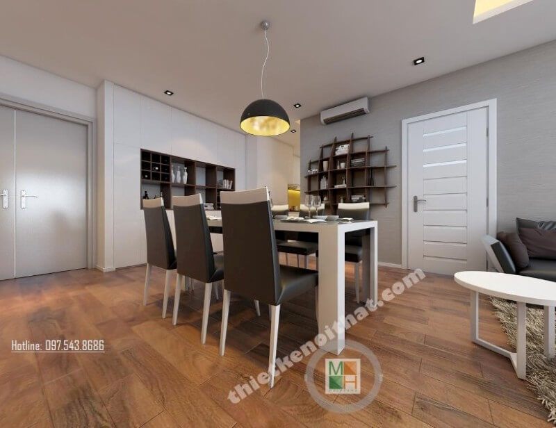 Mẫu cửa gỗ hiện đại được lựa chọn tạo sự đồng nhất cho không gian không bị rối mắt