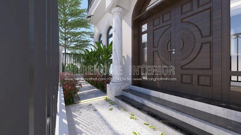 Bộ cửa gỗ đẹp được thiết kế gồm 2 cánh một bên kết hợp gương tạo nên sự sang chảnh và đồ sộ khi nhìn vào, thể hiện được đúng tầm đẳng cấp của chủ nhân ngôi nhà