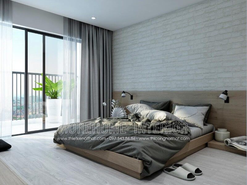 Mẫu giường ngủ chung cư hiện đại gỗ công nghiệp tiện nghi