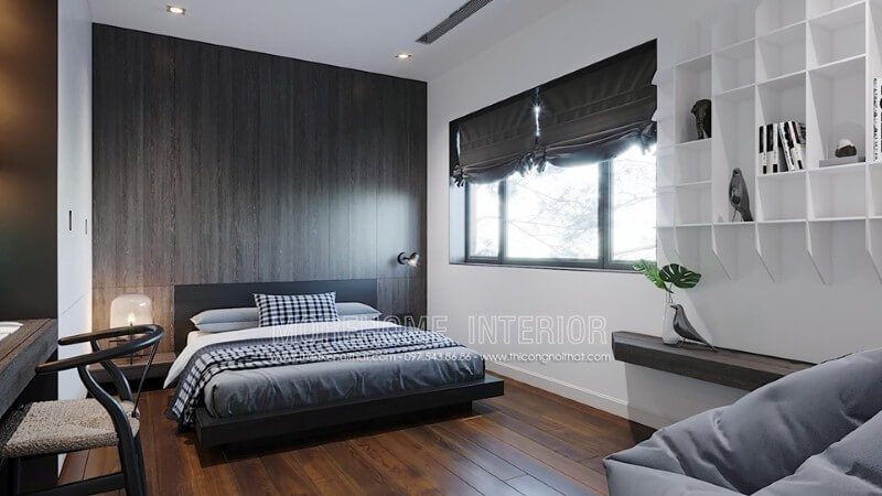 Giường ngủ hiện đại với kiểu dáng đơn giản nhưng độc đáo tạo nên vẻ đẹp sang trọng cuốn hút cho phòng ngủ.